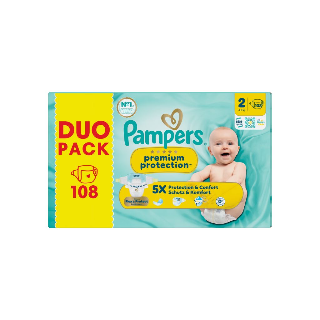Pampers Couches Premium Protection Maxi Taille 2 – 108 Pièces