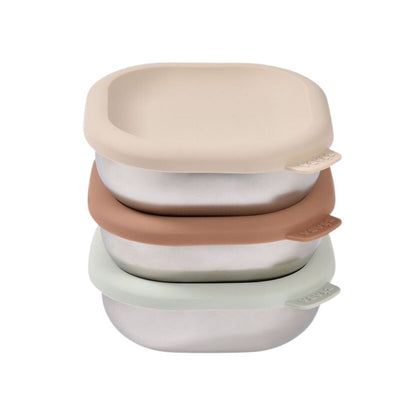 Béaba Snackbox Roestvrij Staal Natural – Set 3 Stuks