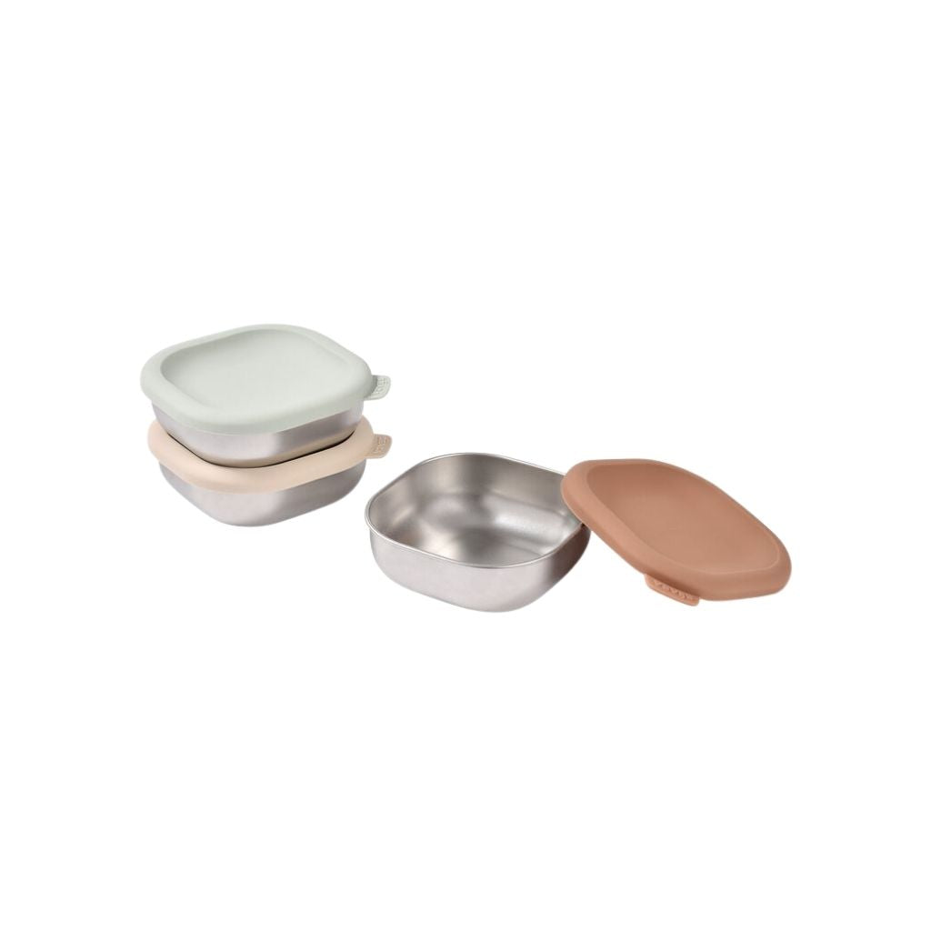 Béaba Snackbox Roestvrij Staal Natural – Set 3 Stuks