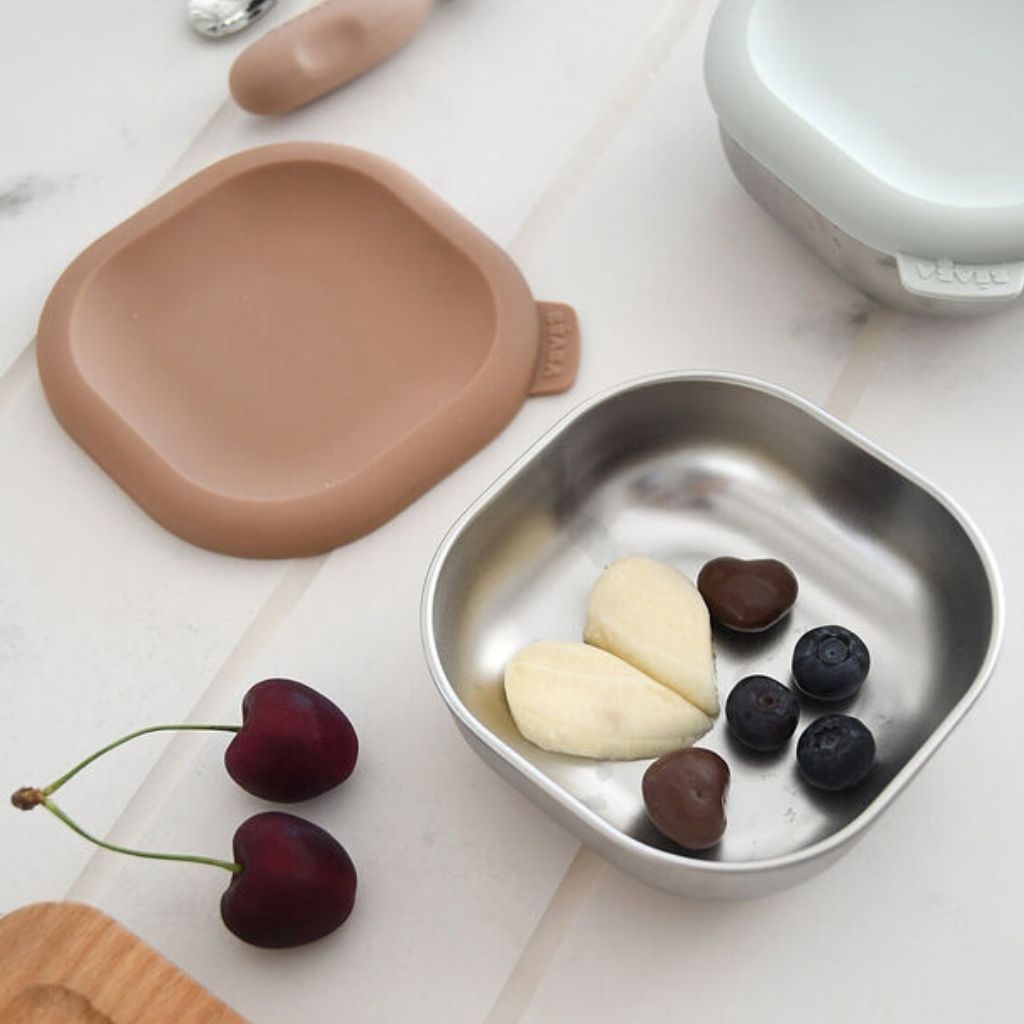 Béaba Snackbox Roestvrij Staal Natural – Set 3 Stuks