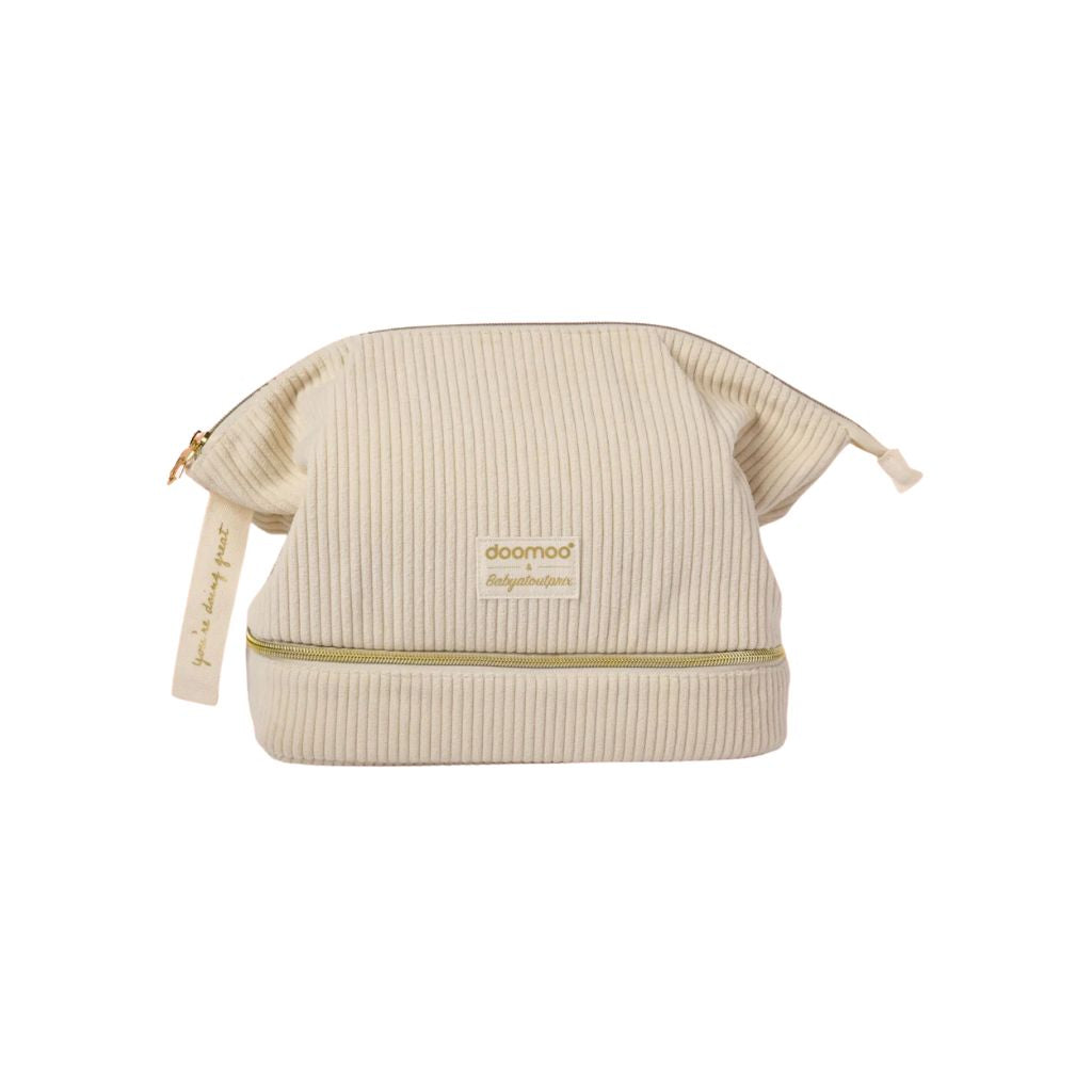Doomoo Trousse de toilette de Luxe Mommy Vanity Corduroy Sand +  Solution intime nettoyante et apaisante 200 ml
