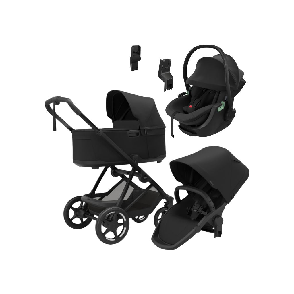 Thule Pousette 3 en 1 Charm Black + Nacelle Black + Siège-auto Groupe 0+ Maple Black + Adaptateur pour siège-auto