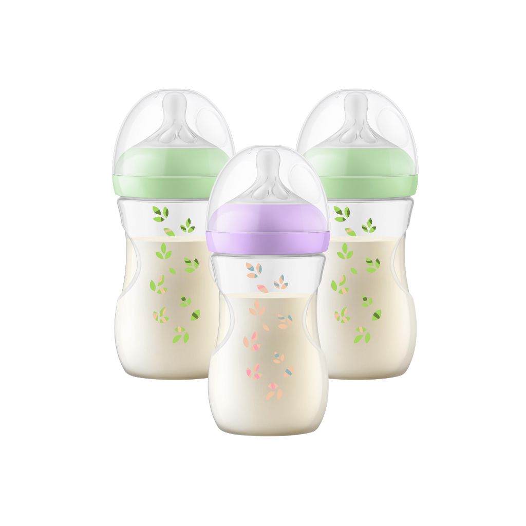 Philips Avent Biberon Natural Response Deco Violet / Vert - 3 Pièces