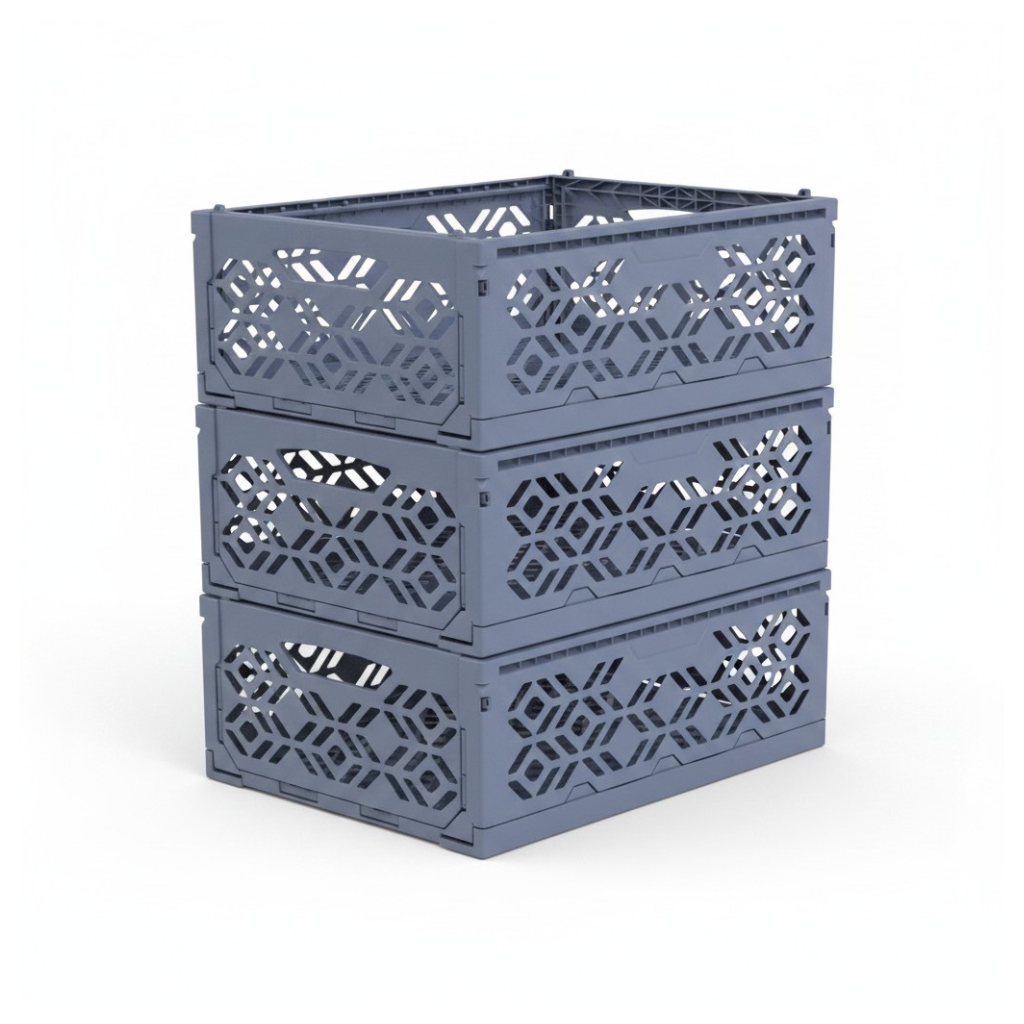 Dreambee Bac Pliant Essentials Mini 16,1 x 23,8 x 10 cm Bleu Gris Foncé - 3 Pièces