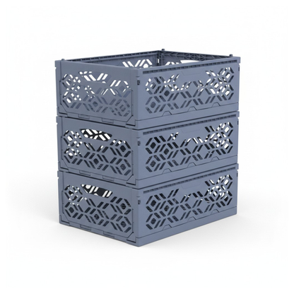 Dreambee Bac Pliant Essentials Mini 16,1 x 23,8 x 10 cm Bleu Gris Foncé - 3 Pièces
