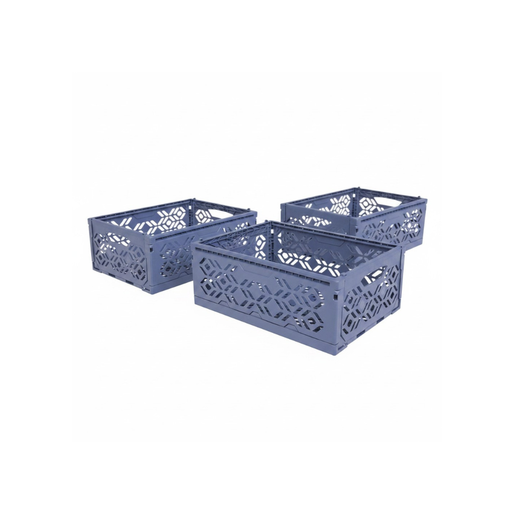 Dreambee Bac Pliant Essentials Mini 16,1 x 23,8 x 10 cm Bleu Gris Foncé - 3 Pièces