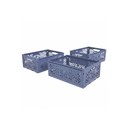 Dreambee Bac Pliant Essentials Mini 16,1 x 23,8 x 10 cm Bleu Gris Foncé - 3 Pièces
