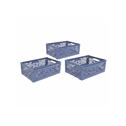 Dreambee Bac Pliant Essentials Mini 16,1 x 23,8 x 10 cm Bleu Gris Foncé - 3 Pièces
