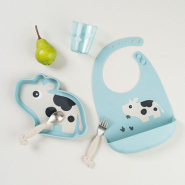 Done by Deer Bavoir En Silicone Tiny Farm Blue – 2 Pièces