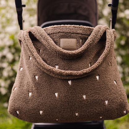 Joolz x Studio Noos 2-en-1 Poussette Day5 Hazel Brown / White Hearts + Nacelle Hazel Brown / White Hearts + Mom Bag White Hearts 
