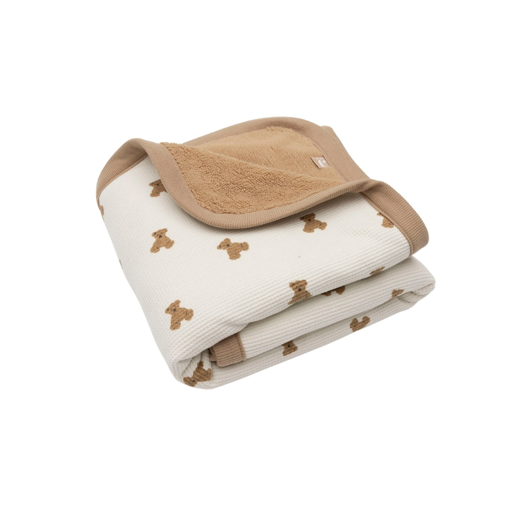Jollein Deken Voor Wieg Mini Teddy Bear Little Waffle / Fluffy Multi B 75 x L 100 cm