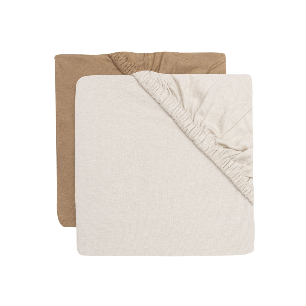 Jollein Hoeslaken Voor Wieg Jersey Hazel / Oatmeal B 40 / 50 x L 80 / 90 cm – 2 Stuks
