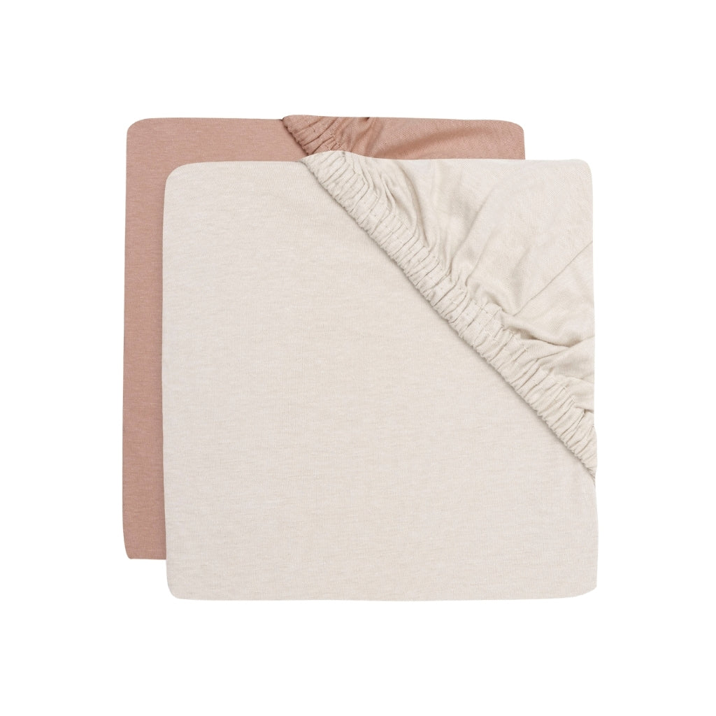 Jollein Drap-housse Pour Berceau Jersey Light Terra / Oatmeal  Lg 40 / 50 x L 80 / 90 cm – 2 Pièces