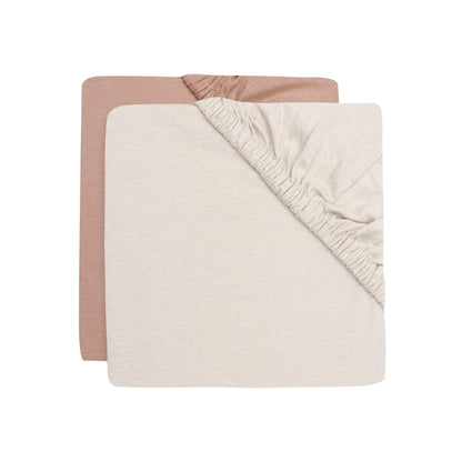 Jollein Drap-housse Pour Berceau Jersey Light Terra / Oatmeal  Lg 40 / 50 x L 80 / 90 cm – 2 Pièces