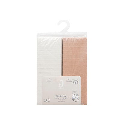 Jollein Drap-housse Pour Berceau Jersey Light Terra / Oatmeal  Lg 40 / 50 x L 80 / 90 cm – 2 Pièces