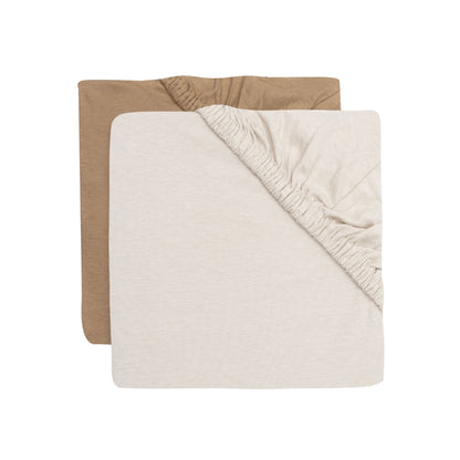 Jollein Drap-housse Pour Lit Jersey Hazel / Oatmeal Lg 60 x L 120 cm – 2 Pièces