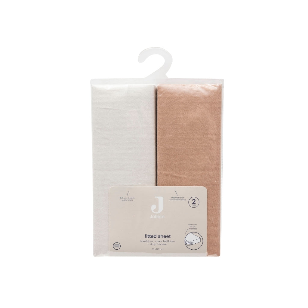 Jollein Drap-housse Pour Lit Jersey Light Terra / Oatmeal Lg 60 x L 120 cm – 2 Pièces
 