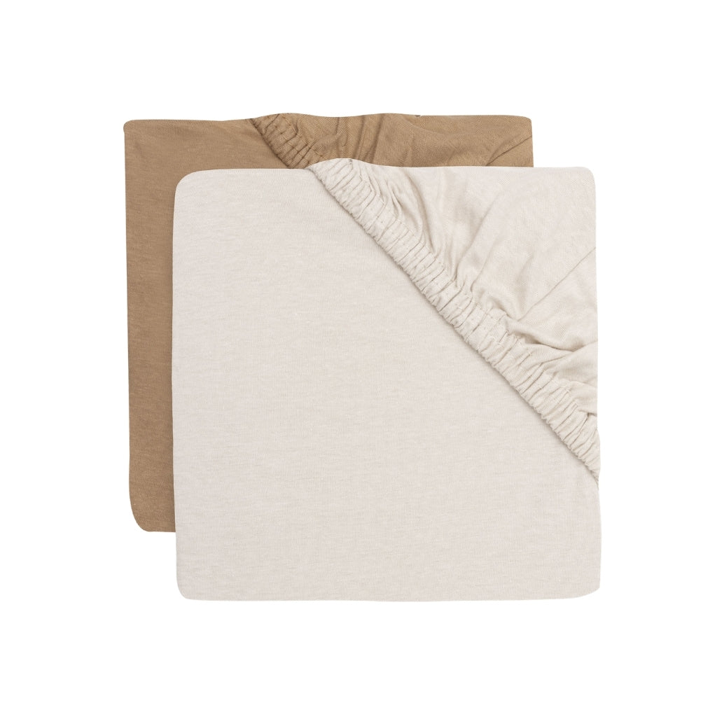 Jollein Drap-housse Pour Lit Jersey Hazel / Oatmeal Lg 70 / 75 x L 140 / 150 cm – 2 Pièces