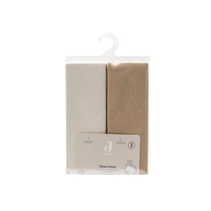 Jollein Drap-housse Pour Lit Jersey Hazel / Oatmeal Lg 70 / 75 x L 140 / 150 cm – 2 Pièces