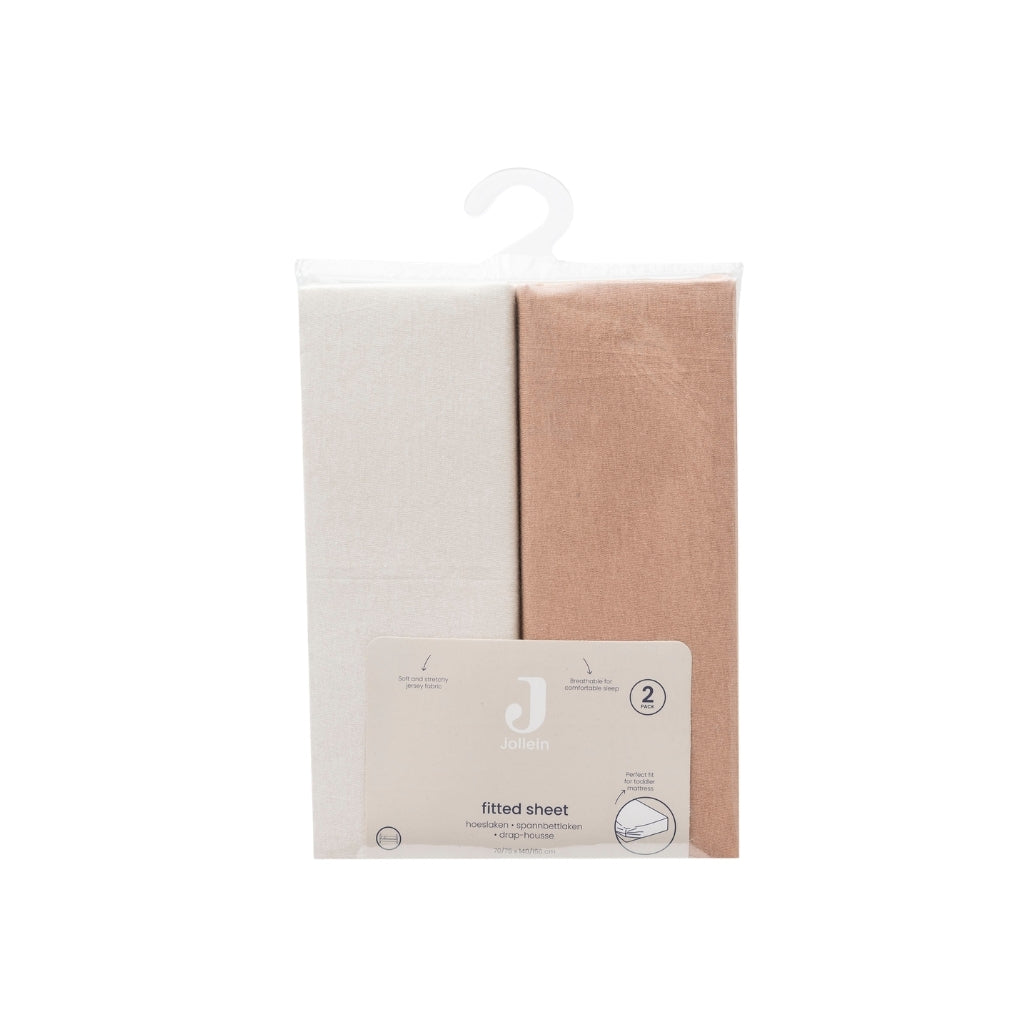 Jollein Drap-housse Pour Lit Jersey Light Terra / Oatmeal Lg 70 / 75 x L 140 / 150 cm – 2 Pièces