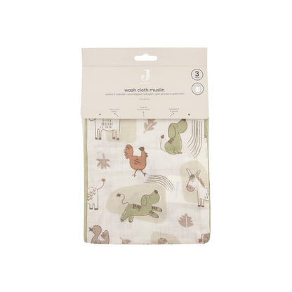 Jollein Gant De Toilette Hydrophile Barn Buddies Multi – 3 Pièces