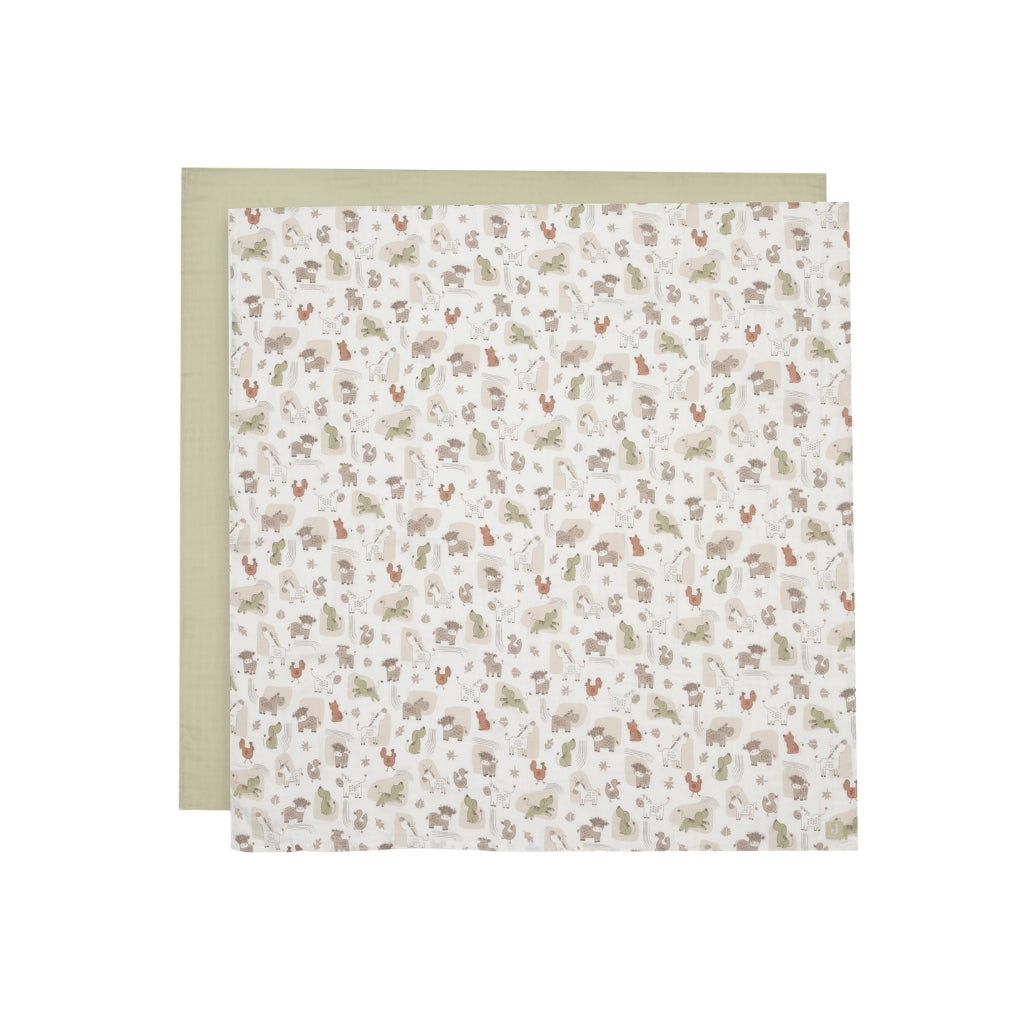 Jollein Tetradoek Barn Buddies Multi B 115 x L 115 cm – 2 Stuks