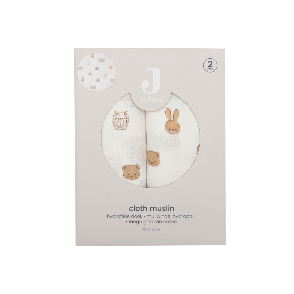 Jollein Essuie Tetra Jollies Multi Lg 115 x L 115 cm – 2 Pièces