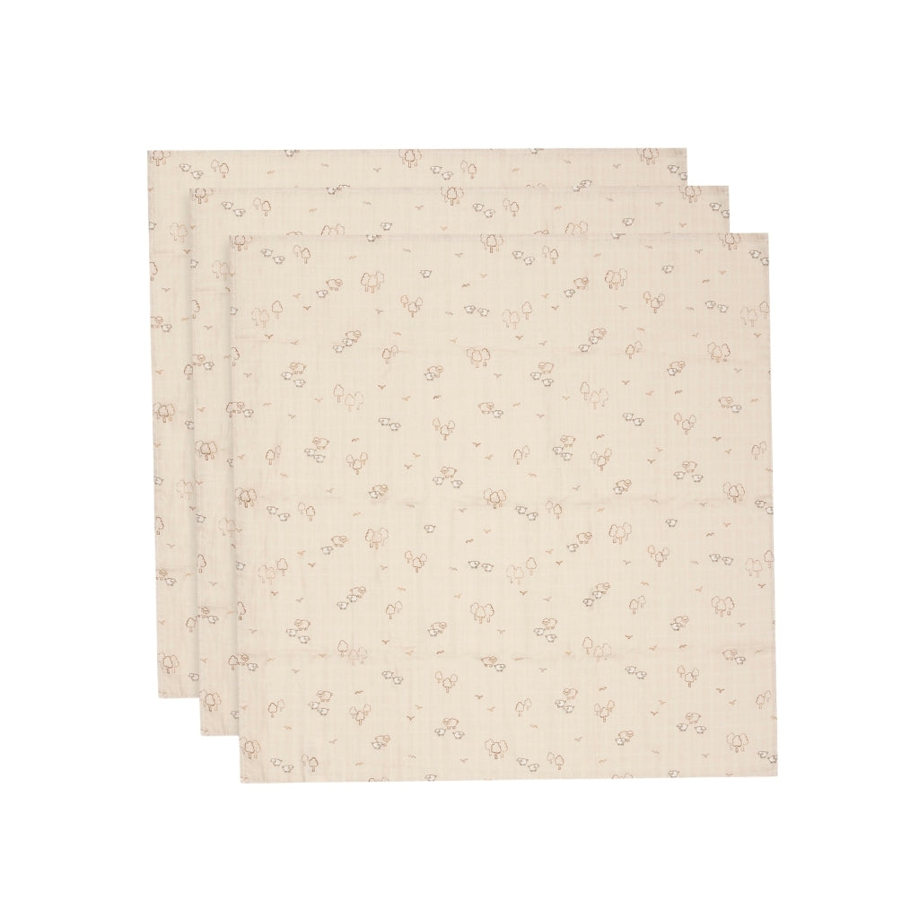 Jollein Tetradoek Woolly Multi B 70 x L 70 cm – 3 Stuks