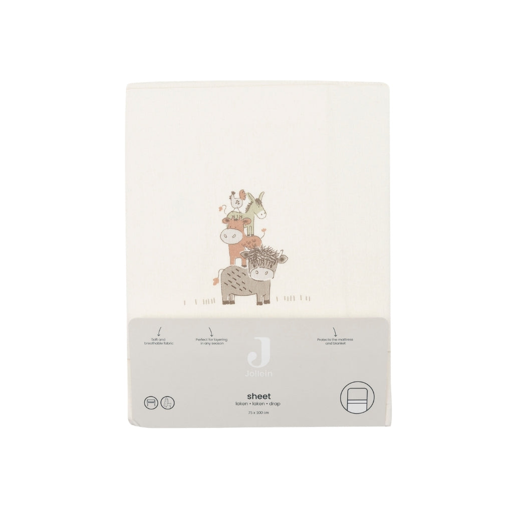 Jollein Drap Pour Berceau Barn Buddies Multi Lg 75 x L 100 cm