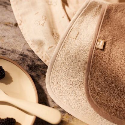 Jollein Bavoir En Tissu éponge Sand / Milky Coffee – 2 Pièces