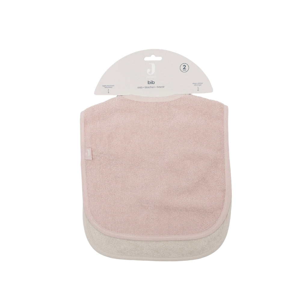 Jollein Slabbetje Badstof Silk Rose / Sand – 2 Stuks