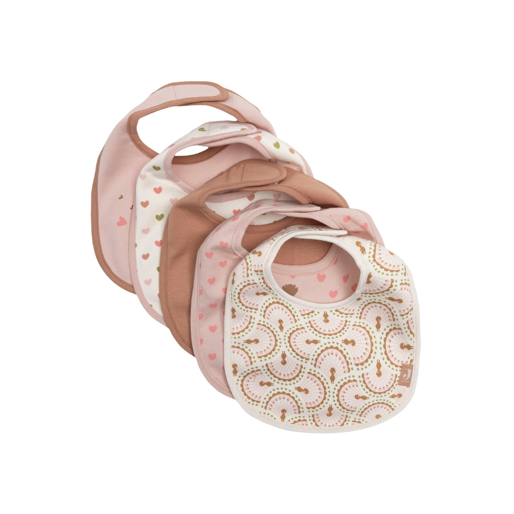 Jollein Slabbetje Jersey Waterbestendig Soft Plumes Multi – 5 Stuks