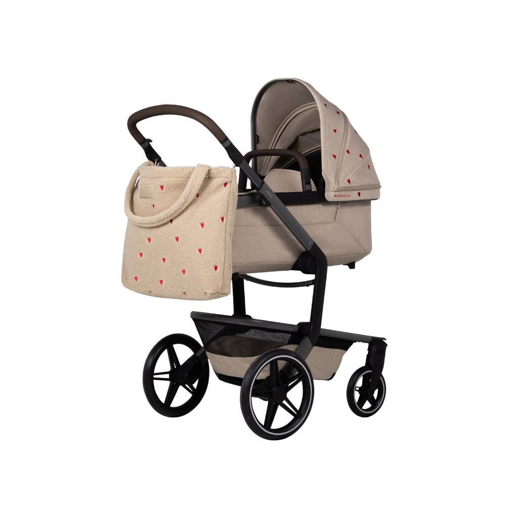 Joolz x Studio Noos 2-en-1 Poussette Day5 Sandy Taupe / Red Hearts + Nacelle Sandy Taupe / Red Hearts + Mom Bag Red Hearts