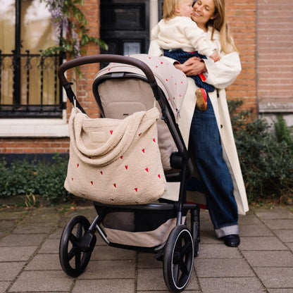 Joolz x Studio Noos 2-en-1 Poussette Day5 Sandy Taupe / Red Hearts + Nacelle Sandy Taupe / Red Hearts + Mom Bag Red Hearts