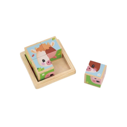 Janod Puzzle En Bois Ferm Lot De 4 Cubes Multi 