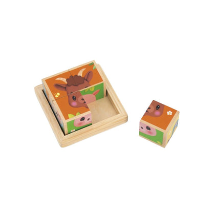 Janod Puzzle En Bois Ferm Lot De 4 Cubes Multi 
