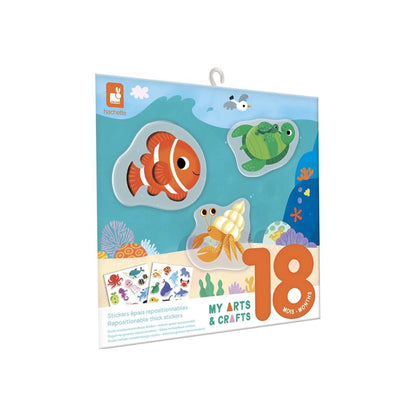 Janod Stickerboek Zee Met herkleefbare Stickers Multi – 30 Stuks