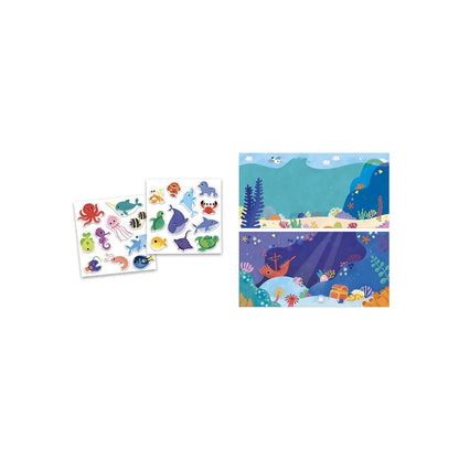 Janod Stickerboek Zee Met herkleefbare Stickers Multi – 30 Stuks