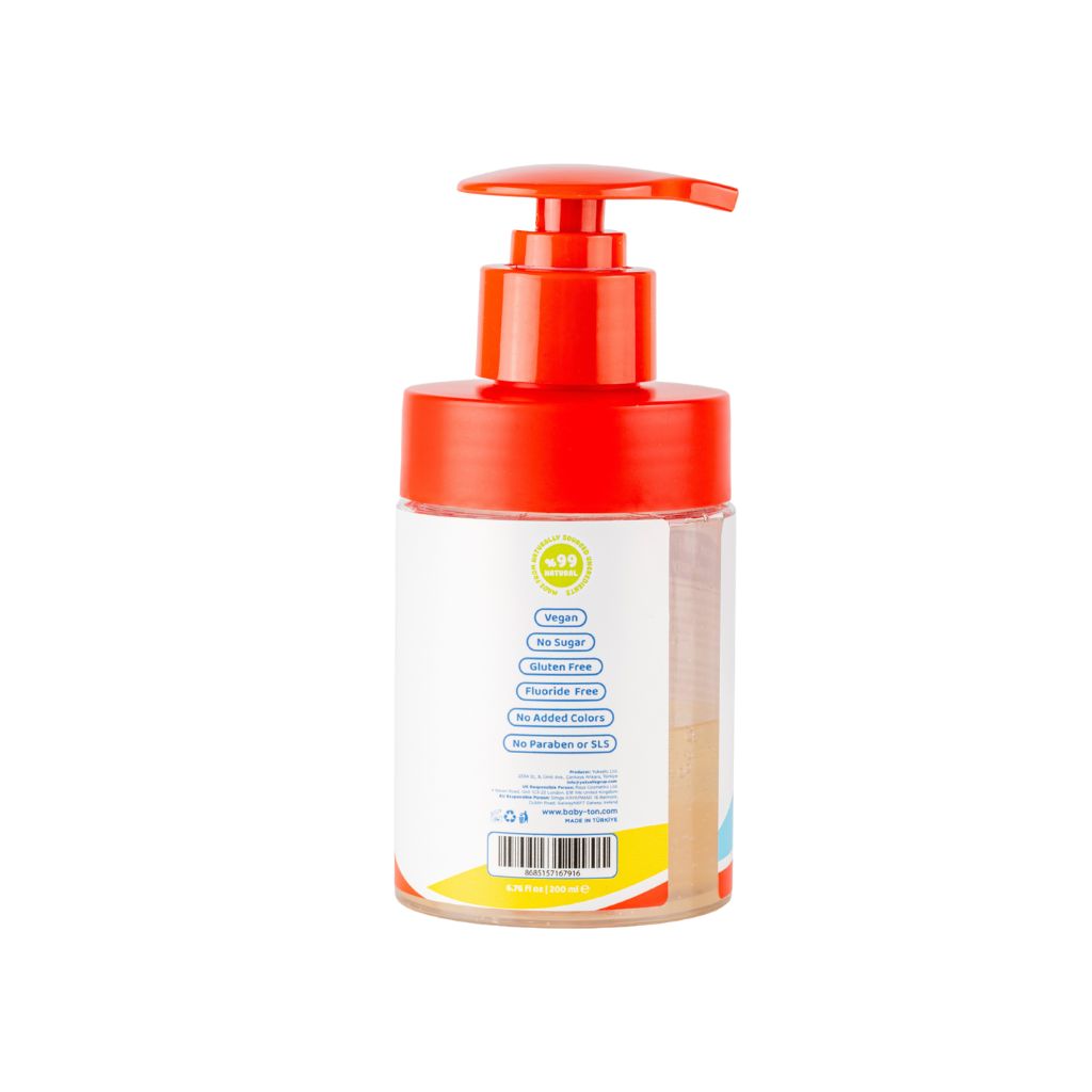 Babyton Tandpasta Pompflacon Fluoridevrij Aardbei Smaak 200 ml