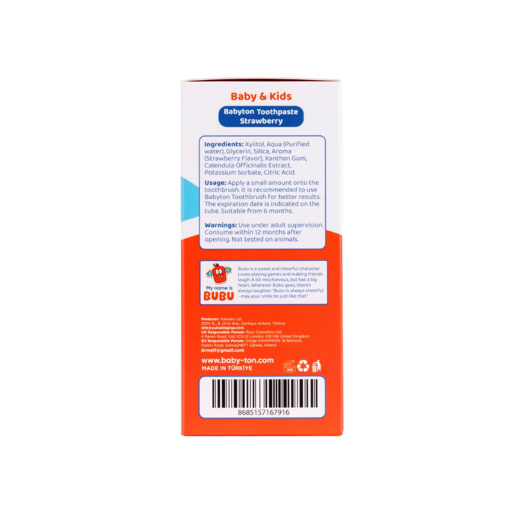 Babyton Tandpasta Pompflacon Fluoridevrij Aardbei Smaak 200 ml