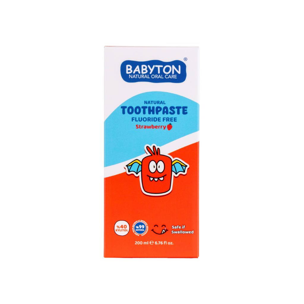 Babyton Tandpasta Pompflacon Fluoridevrij Aardbei Smaak 200 ml