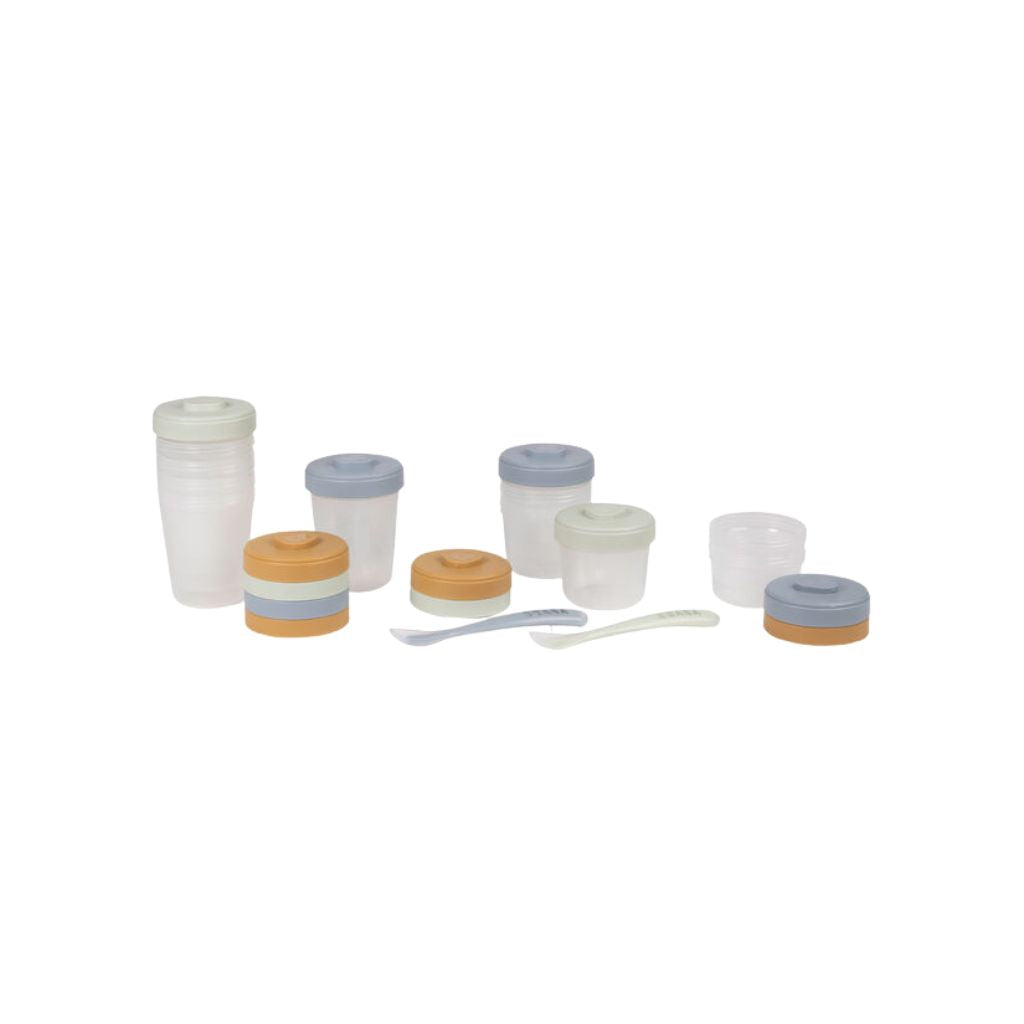 Béaba Bewaarpotjes Set Eerste Maaltijd Pebble – 12 Stuks + 2 Lepels