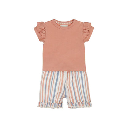 Dirkje 2-delige Kledingset T-shirt Met Korte Mouwen En Shorts Light Pink