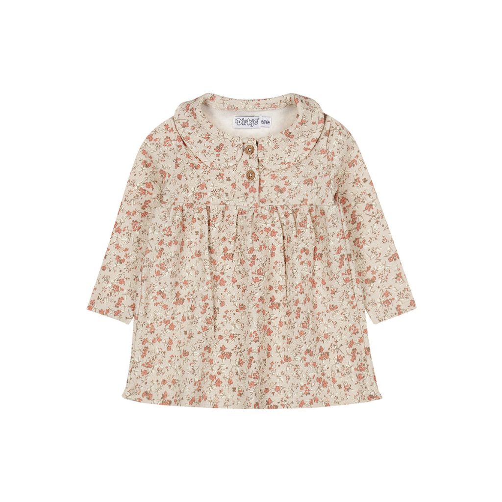 Dirkje Jurk bloem Beige grey meisje