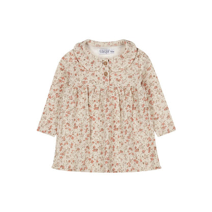 Dirkje Jurk bloem Beige grey meisje