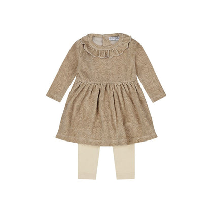 Dirkje Set 2-delig jurk en legging Beige grey meisje
