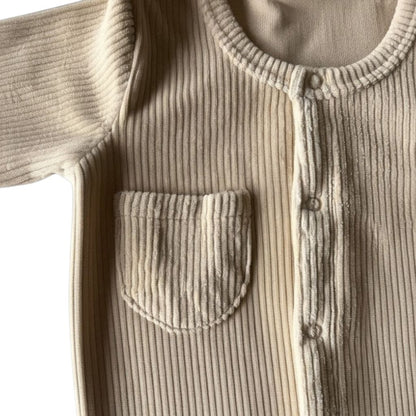 Dreambee Essentials Pyjama Rib Met Voetjes Beige