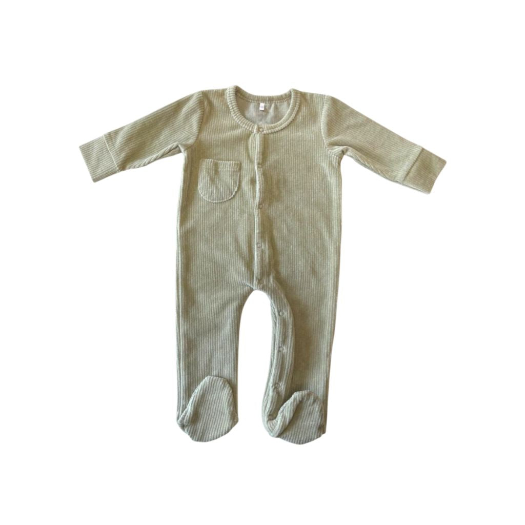 Dreambee Essentials Pyjama Rib Met Voetjes Groen