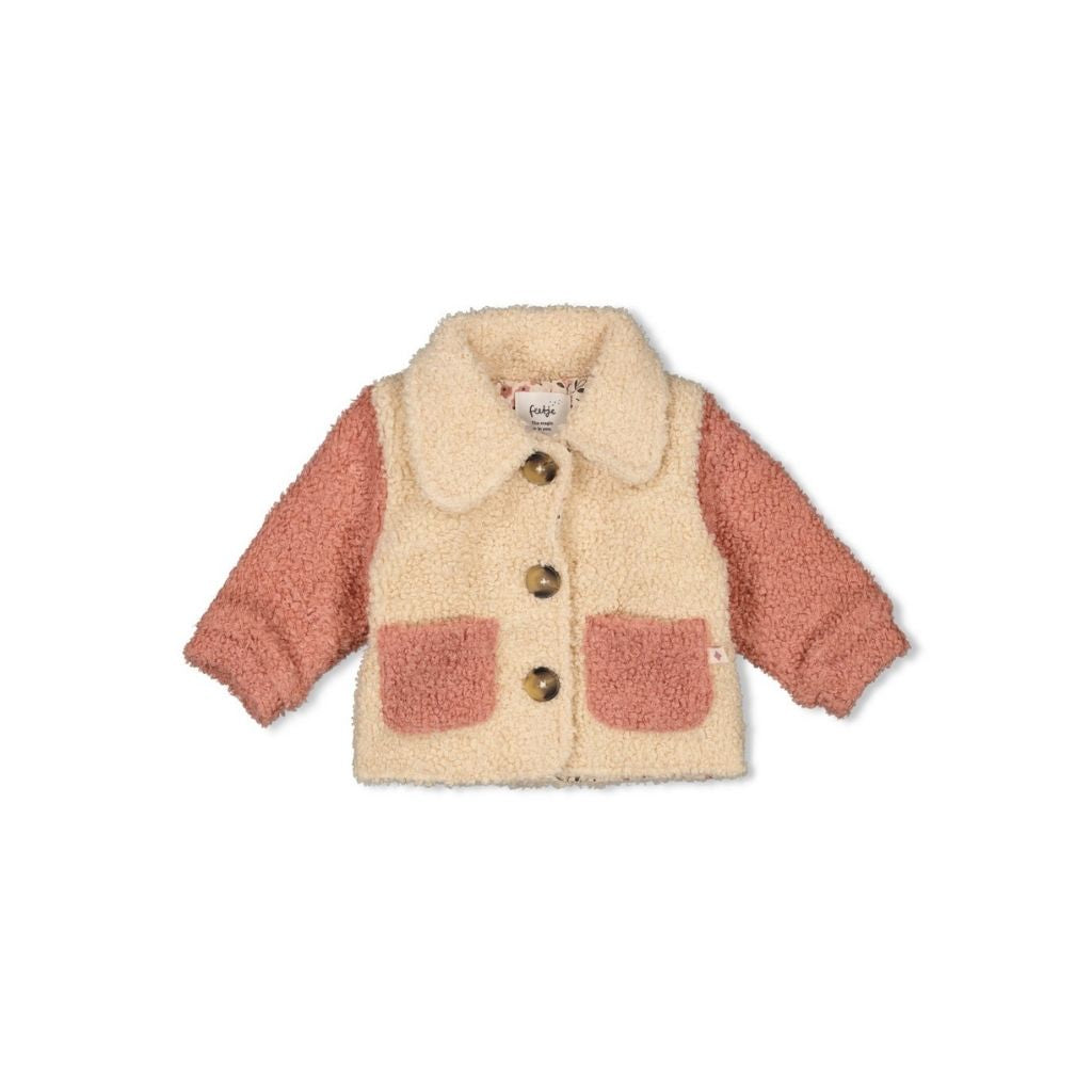 Feetje Veste bouclette Woodland Bloom Offwhite