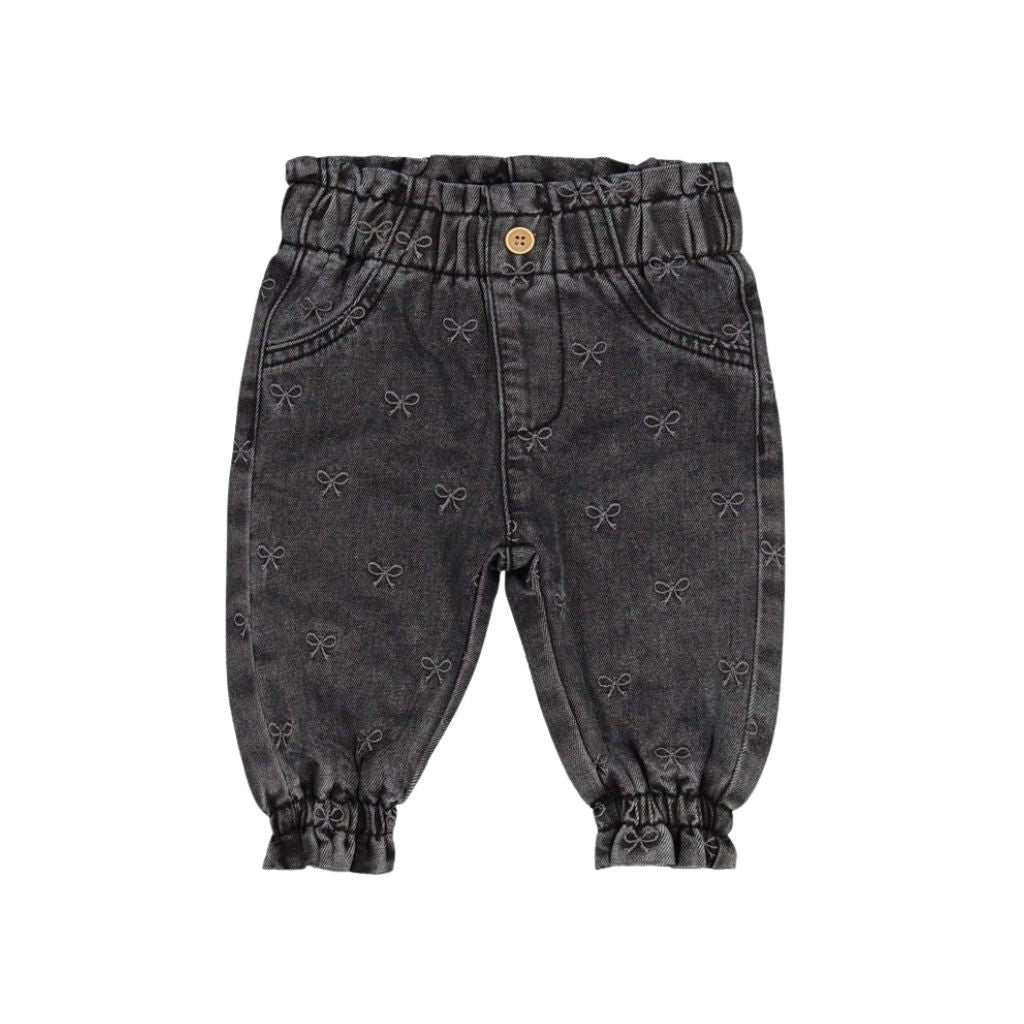 Feetje Pantalon Brodé Hiver Denims Filles Antraciet